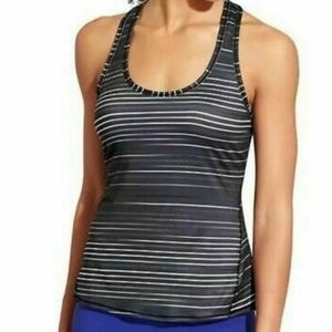 Athleta Grey and white striped Chi tank, size Medium Tall